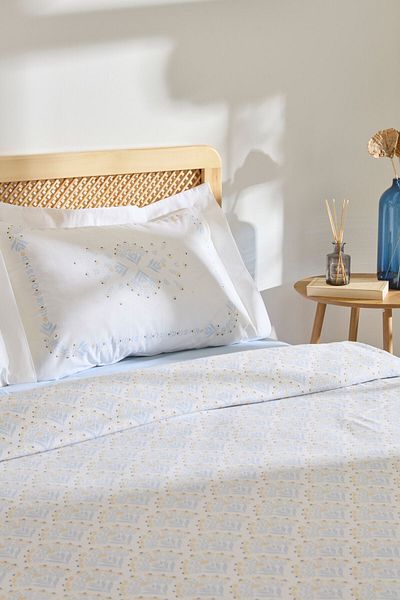 Kaşmir Home Daisy 100% Cotton Double Pique Set Blue