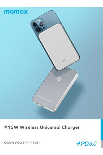 Momax Q.Mag Power6 5000mAh Magnetic Wireless Battery Pack Compatible with Magsafe - Silver