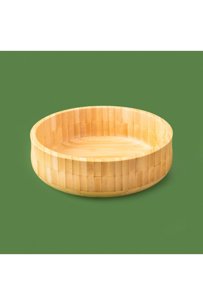 AROW Orta Boy Bambu Kase - Açık Kahverengi - 18x6 cm