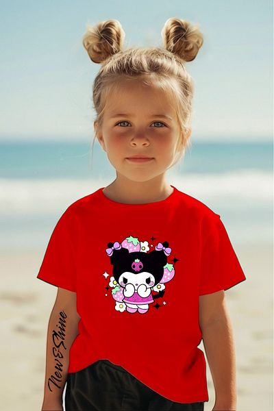 New Shine In the Cart, 1 T-Shirt Is a Gift for Purchases of 6 or More - Kuromi Printed Oversize Children's T-Shirt