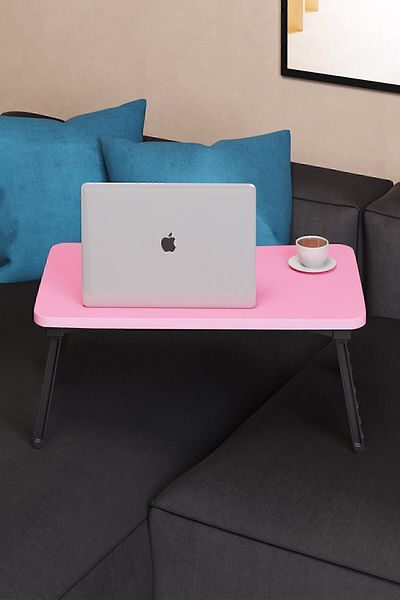 interGO Portable Laptop Desk, Bed Table Tray Breakfast and Computer Stand - Pink