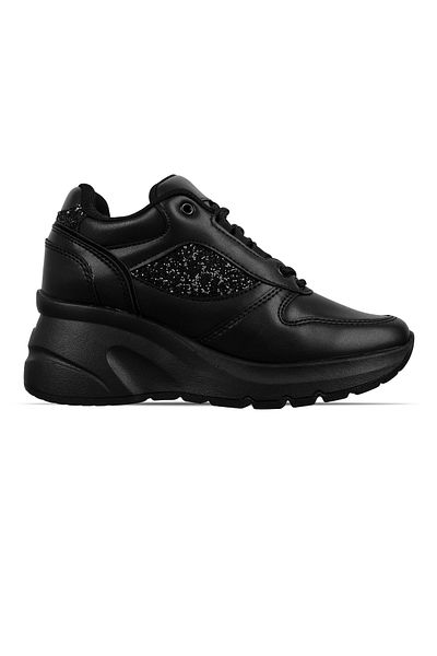 Lal Shoes & Bags Vanni Women's High Sole Glitter Detailed Sports Shoes-Black