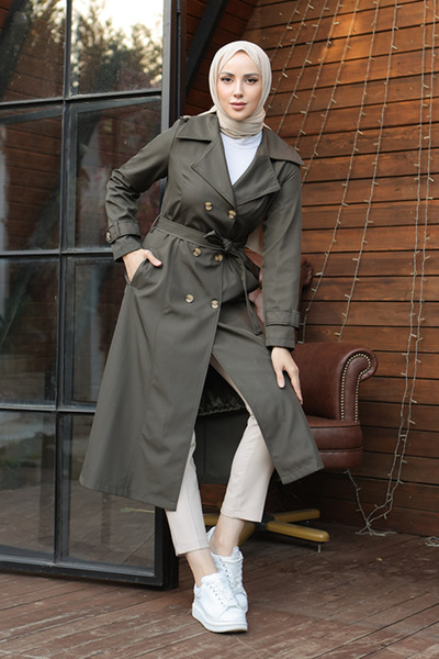 giyze Καμπαρντίνα με λεπτομέρεια με κουμπί Khaki 1251