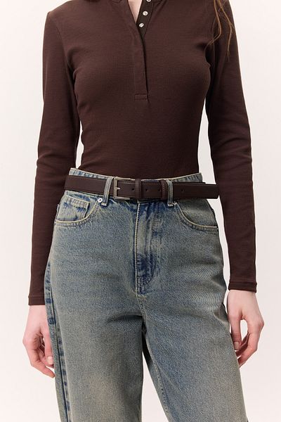 Manuka Brown Square Buckle Belt