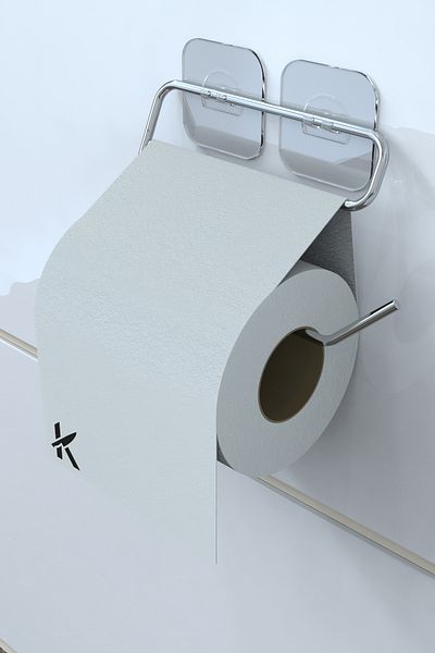 Alper Banyo Βάση ρολού τουαλέτας με ισχυρή κόλλα Chrome - Μεταλλική κρεμάστρα τοίχου χωρίς διάτρηση