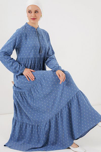 Bigdart Φόρεμα Hijab με κορδόνια 1627 - Μπλε