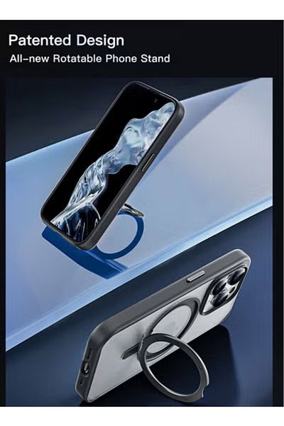Momax Momax Roller Magnetic for iPhone 15 Pro MAX Case Cover with MagSafe with Rotatable Kickstand - Blue