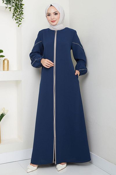 hafsamina Ferace Indigo Hm2721 with Naklishli Arms