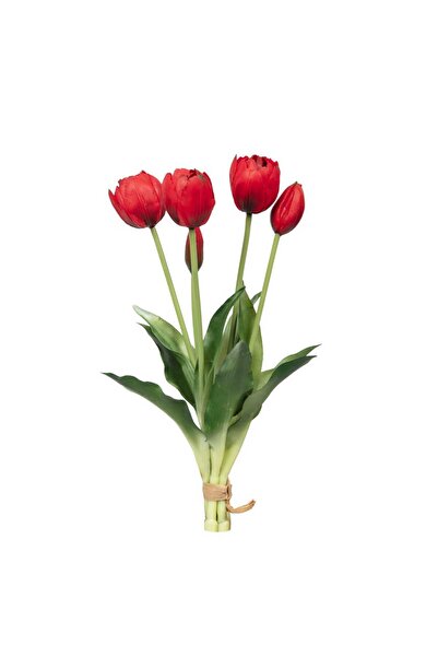 Omelas Yapay Lale Islak Lale Islak Dokulu Lale 38 Cm. Kırmızı. 5 Dallı (3 ÇİÇ...