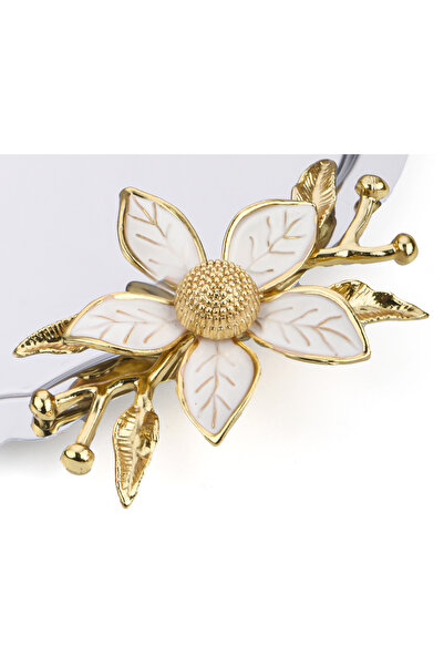 AHİR TİCARET 6 Adet Oval Papatya Çiçekli Kahve-çay Servis Ve Sunum Tepsisi 25x20 Cm