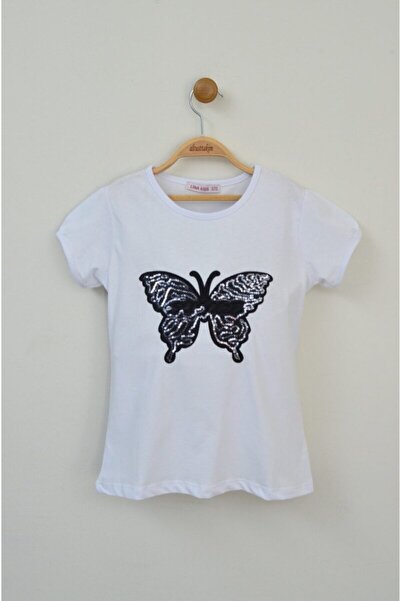 Z B Bebe تي شيرت بناتي مطبوع عليه فراشة باللونين الأبيض والأسود من 23 أبريل (...