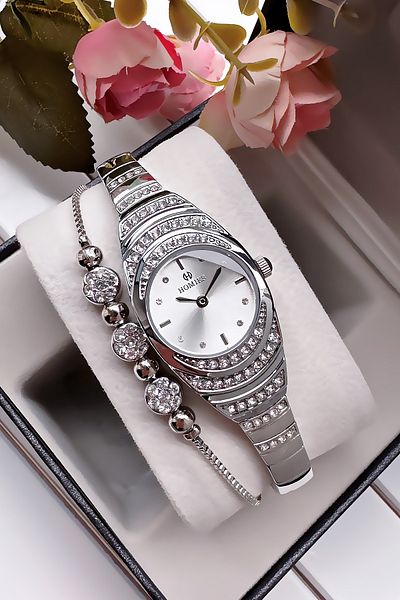 Homies Silver Color Stone Women's Wristwatch Hmby2051C2