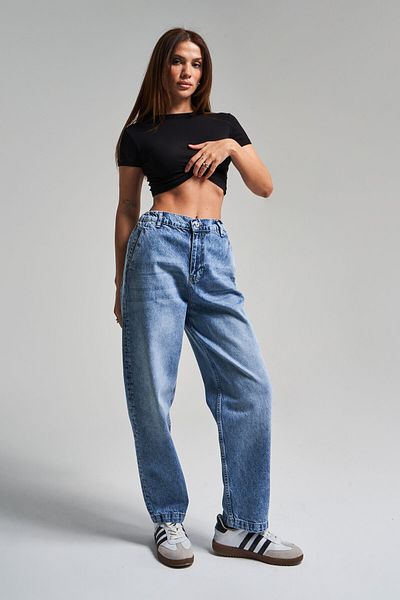 its basic Blugi de damă Culoare 4s5-27 Carrot Fit 100% bumbac Talie elastică Confortabilă Blugi din denim
