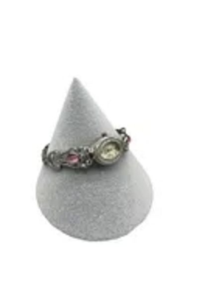 MeGass Dekor Domestic Production Funnel Model Suede Fabric Gray Color 8/8 cm Bracelet-Watch Display Stand