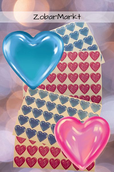 ZobarMarkt ONLINE MARKETING Girl or Boy Sticker Set (Blue Pink Adhesive Sticker - Total 70 Pieces -4Cm)