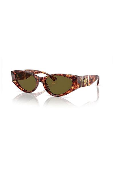 Versace And 4454543773 55 Women's Cat Eye Sparkling Brown Bone Sunglasses