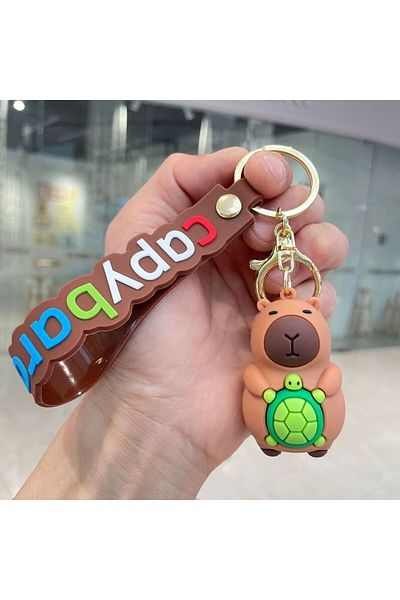 Choice سلسلة مفاتيح سوداء من MINISO Capybara مصنوعة من مادة PVC وملحقاتها، هدايا حفلات لطيفة لعيد الميلاد للأولاد والبنات