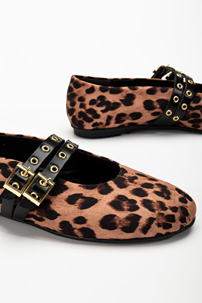 RİSSOLİ RİSSOLİ Γυναικείες μπαλαρίνες Leopard με διπλό λουράκι με καρφιά