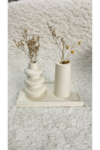 DEYART Bohemian and Scandinavian Model Vase Set of 3 with Plate