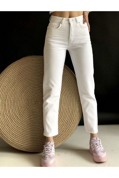Shield Life White Mom Jean High Waist Women's Jeans