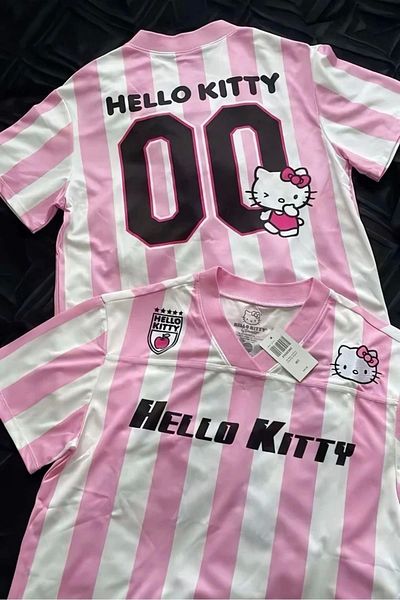 Violon Μπλουζάκι Hello Kitty με ροζ και λευκό μπλουζάκι με λαιμόκοψη