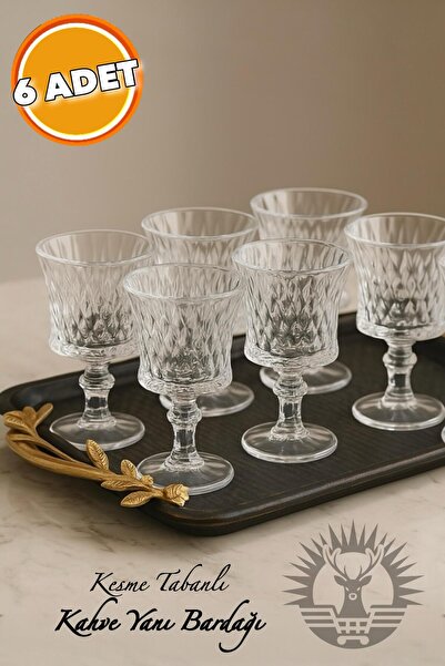 KaraWent Home Kesme Desenli 6'lı Kahve Yanı Su Bardağı - Kristal Görünümlü Ay...