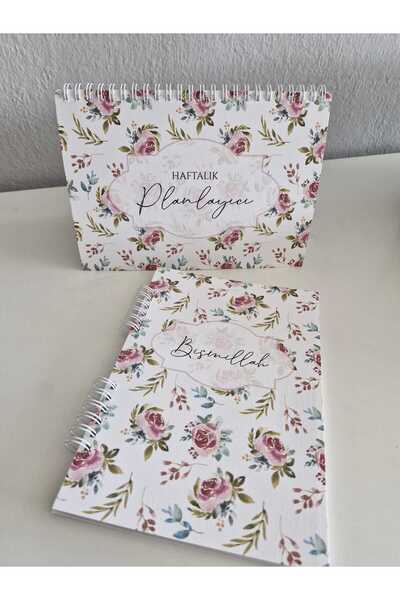 ETİKETİM Bismillah Yeşil Noktalı Defter ve Haftalık Planlayıcı Seti