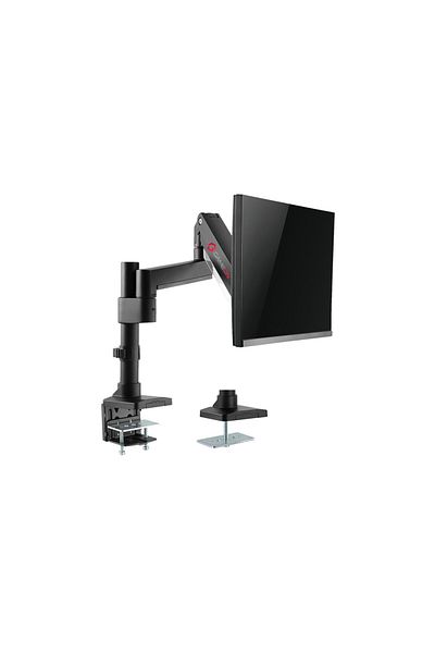 GAMEON Single Monitor Arm, Pole Mounted Aluminum, Heavy-Duty Gas Spring Gaming Office Use, 17"- 35", Black
