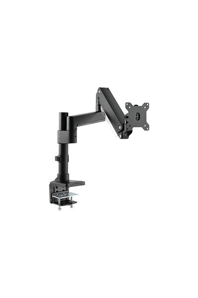 GAMEON Single Monitor Arm, Pole Mounted Aluminum, Heavy-Duty Gas Spring Gaming Office Use, 17"- 35", Black