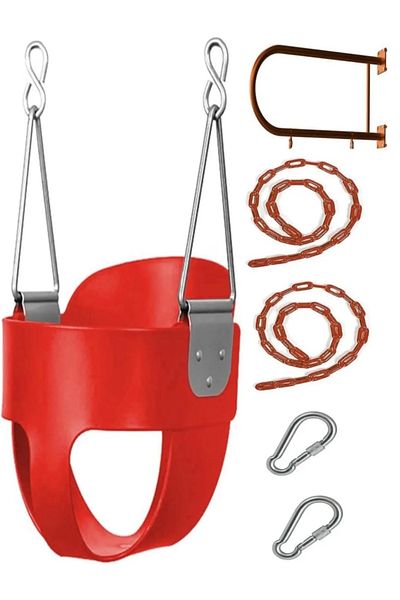 Fitness World Heavy Duty Iron Swing Bench with Iron Bar, Plastic Covered Chain and Snap Hooks