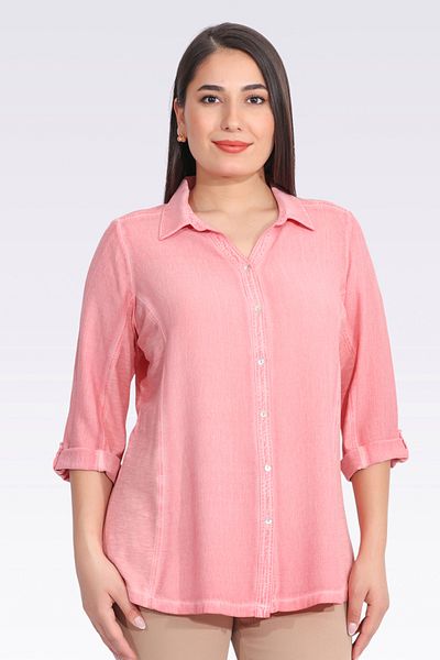 TOLGA SARAÇOĞLU 10663 Coral Knitted Fabric Garnish Washed Tunic