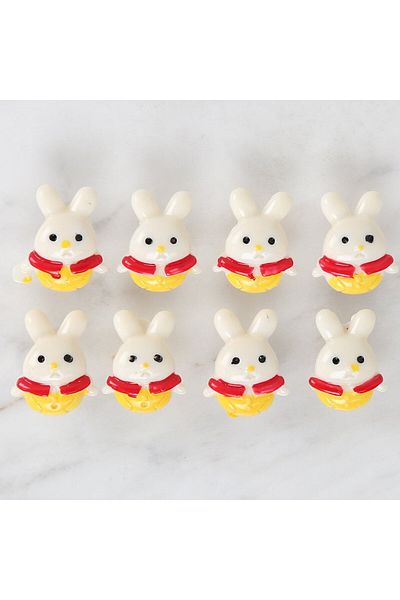Loren Crafts 8Pcs Yellow Red Rabbit Buttons - 3030