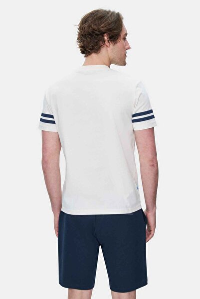 UCLA Ανδρικό μπλουζάκι STARK με λαιμόκοψη με ριγέ λαιμόκοψη με χρώμα κόκκαλο