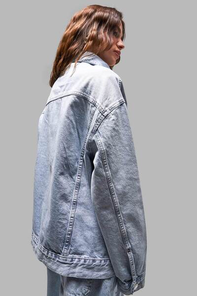 its basic Γυναικείο τζιν χρώμα 4S5-84 Oversize Loose Cut 100% Cotton Denim Jacket