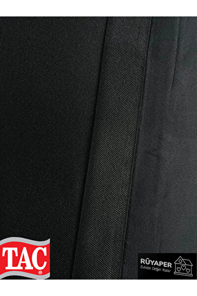 Taç Rüyaper Black Color Linen Blackout Blackout Curtain Straight Sewing No Pleats Washable Ironing