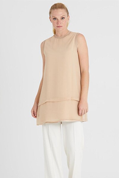 Genel Markalar Önü Şifonlu Ribanalı Kolsuz Içlik Tunik