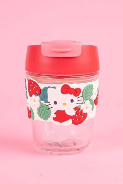 Miniso Sanrio Lisanslı Pipetli Mini Cam Şişe (350ml) - Hello Kitty