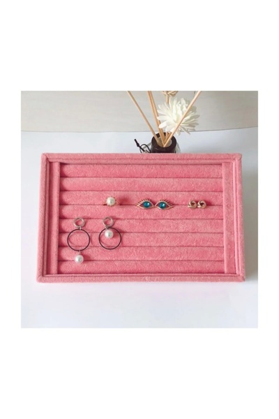 Aydın Decor Küçük Kadife Sosisli Pembe Yüzük Standı