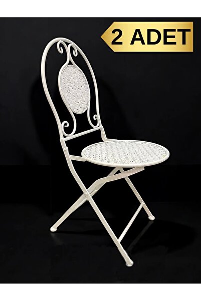Evistro Ferforje Metal Açılır Katlanır Sandalye Bahçe Balkon Mutfak Sandalyes...