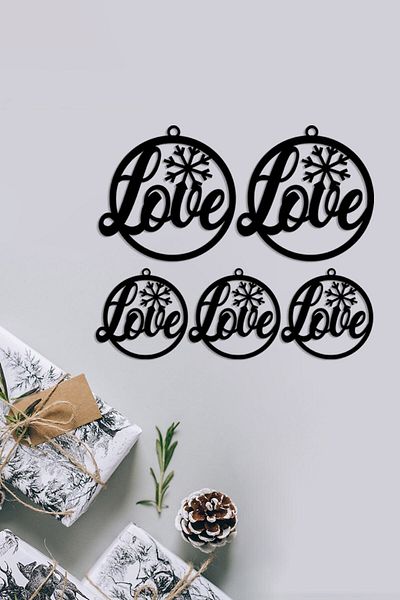 MIGNATIS Το γράμμα Love You - Πρωτοχρονιάτικο στολίδι με αισθητική μορφή, κομμένο MDF - Μαύρο