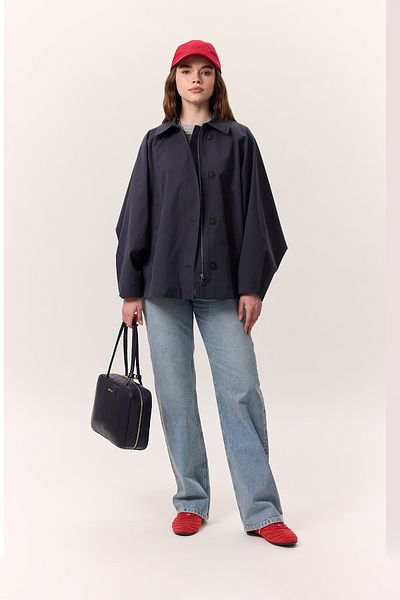 Manuka KURZER TRENCHCOAT MIT CLOAK-ÄRMELN, DUNKELBLAU