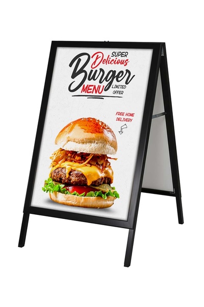 ÖzgürceSeç A Pano Kaldırım Reklam Panosu Ayaklı Poster Pano Çift Taraflı B1 (70X100) Siyah