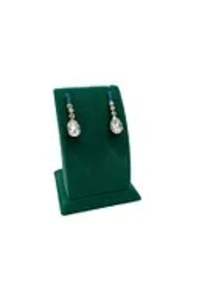 MeGass Dekor Domestic Production Suede Fabric Green Color Footed 9/7 cm Earring Display Decoration