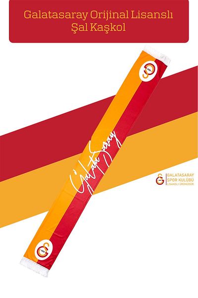 Galatasaray Şal bidirecţional Kaşkol cu ​​piese originale licenţiate