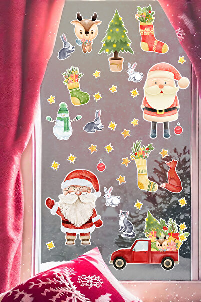 MIGNATIS Yılbaşı Süslemesi Ev Cam Vitrin İçin Yeni Yıl Çocuk Bebek Odası Sticker Seti