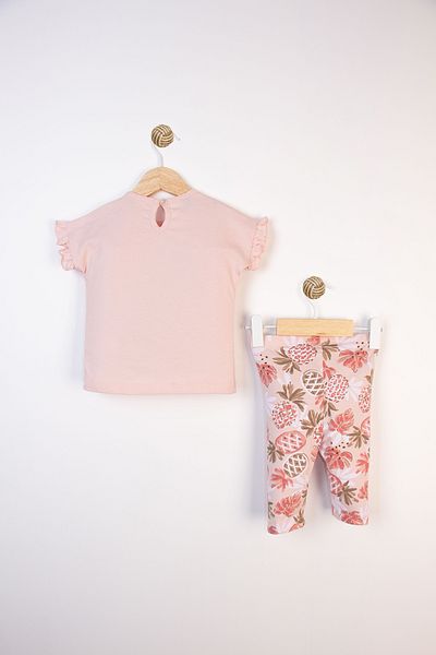 Miniworld Printed Ruffled Patterned Stretchy Leggings Cotton Summer 2-Piece Daily Baby Girl Set