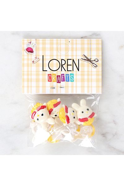Loren Crafts 8Pcs Yellow Red Rabbit Buttons - 3030