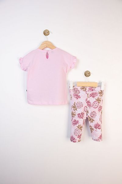 Miniworld Printed Ruffled Patterned Stretchy Leggings Cotton Summer 2-Piece Daily Baby Girl Set