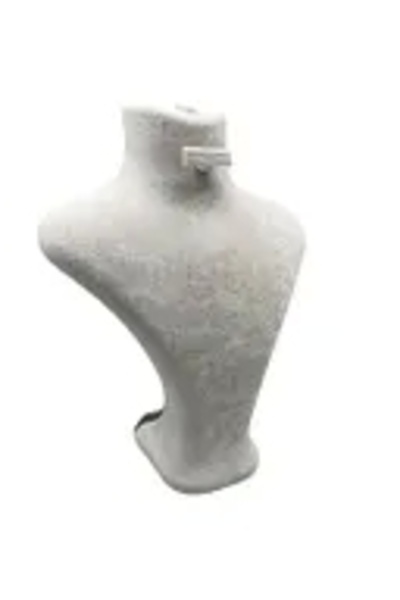 MeGass Dekor Domestic Production London Model Suede Fabric Cream Color 28/22 cm Set Necklace-Earring-Ring Display Mannequin