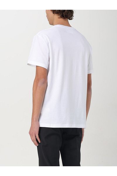 Versace تي شيرت أبيض بأكمام قصيرة وياقة دائرية للرجال مع نص ونمط 78gahc05cj01c-g03